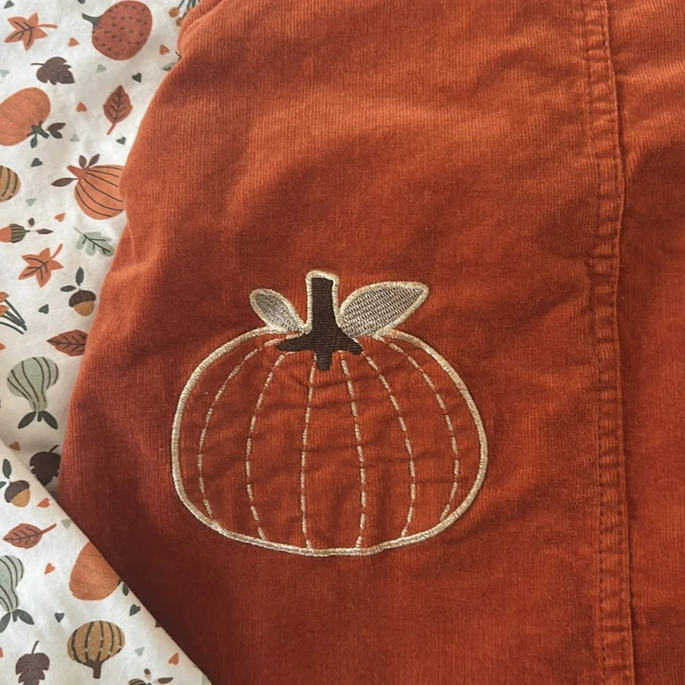 Rust Orange Pumpkin Pinafore Dress & Printed Top - Kids